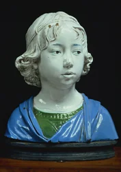 Busto de un niño joven (terracota vidriada)